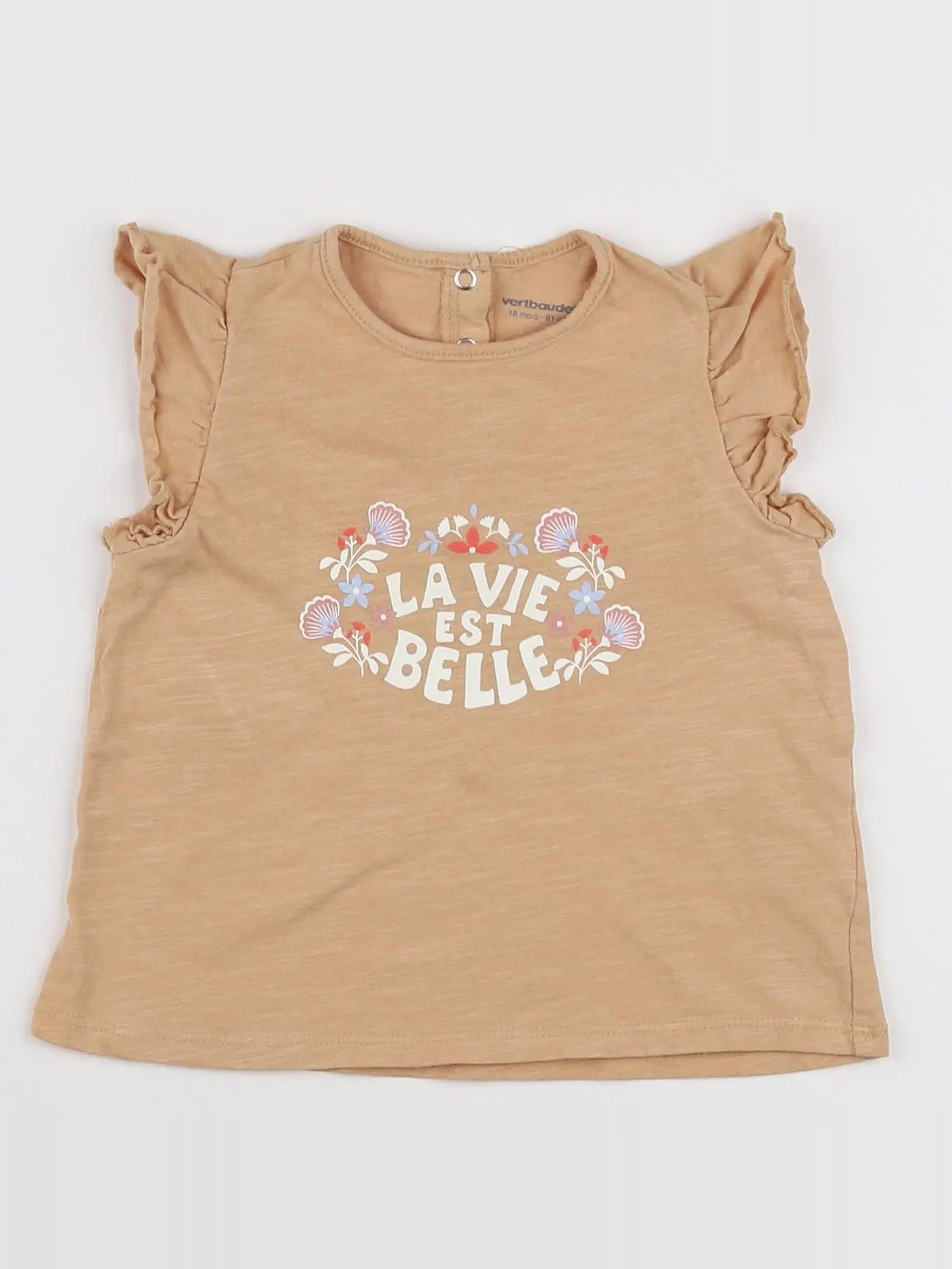Vertbaudet - tee-shirt beige - 18 mois