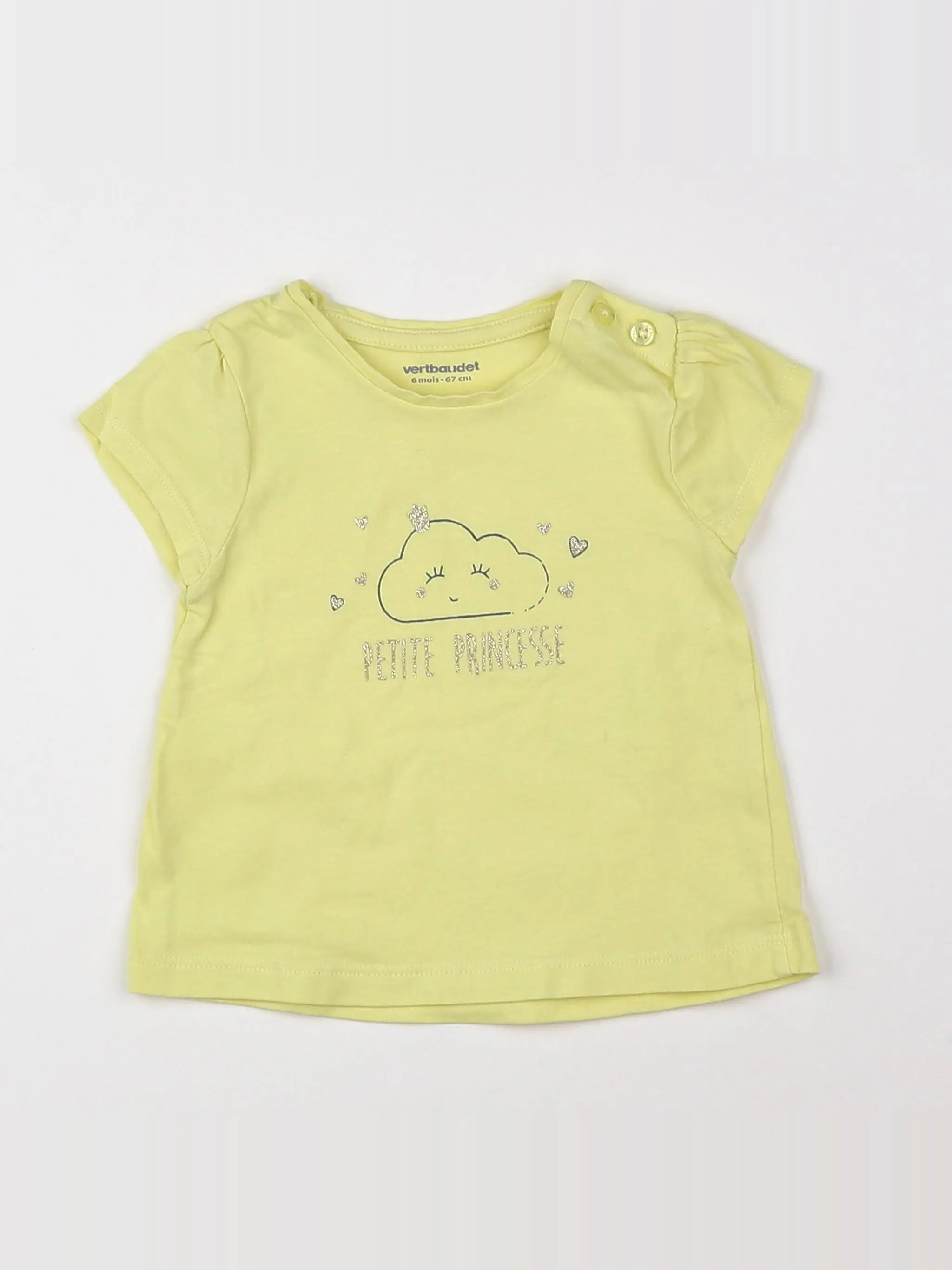 Vertbaudet - tee-shirt jaune - 6 mois