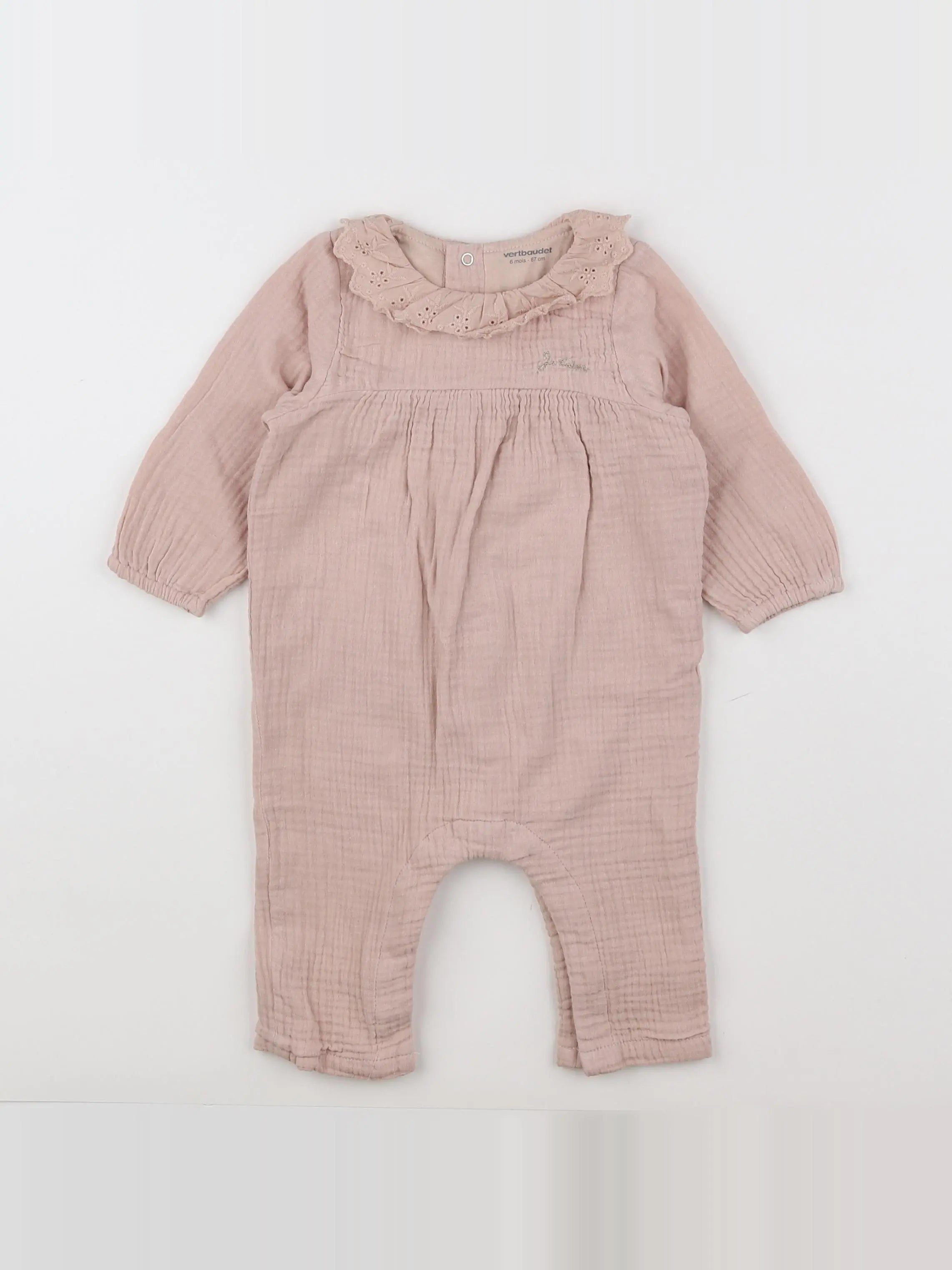 Vertbaudet - combinaison rose - 6 mois