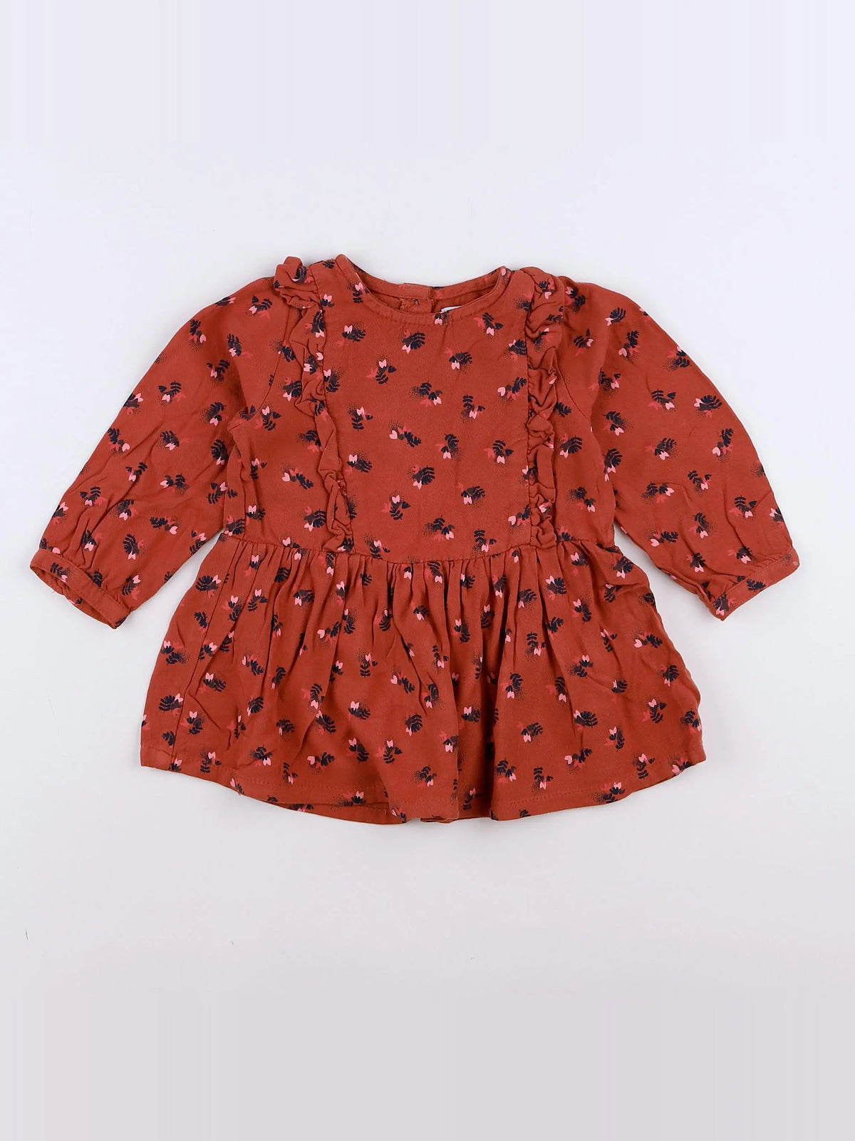 La Redoute - robe marron, rose - 12 mois