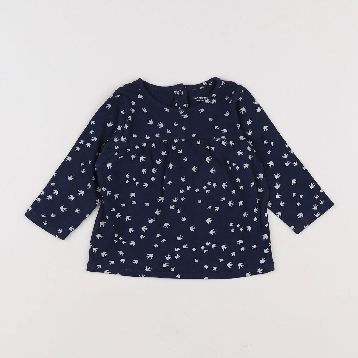 Vertbaudet - tee-shirt bleu, blanc - 9 mois