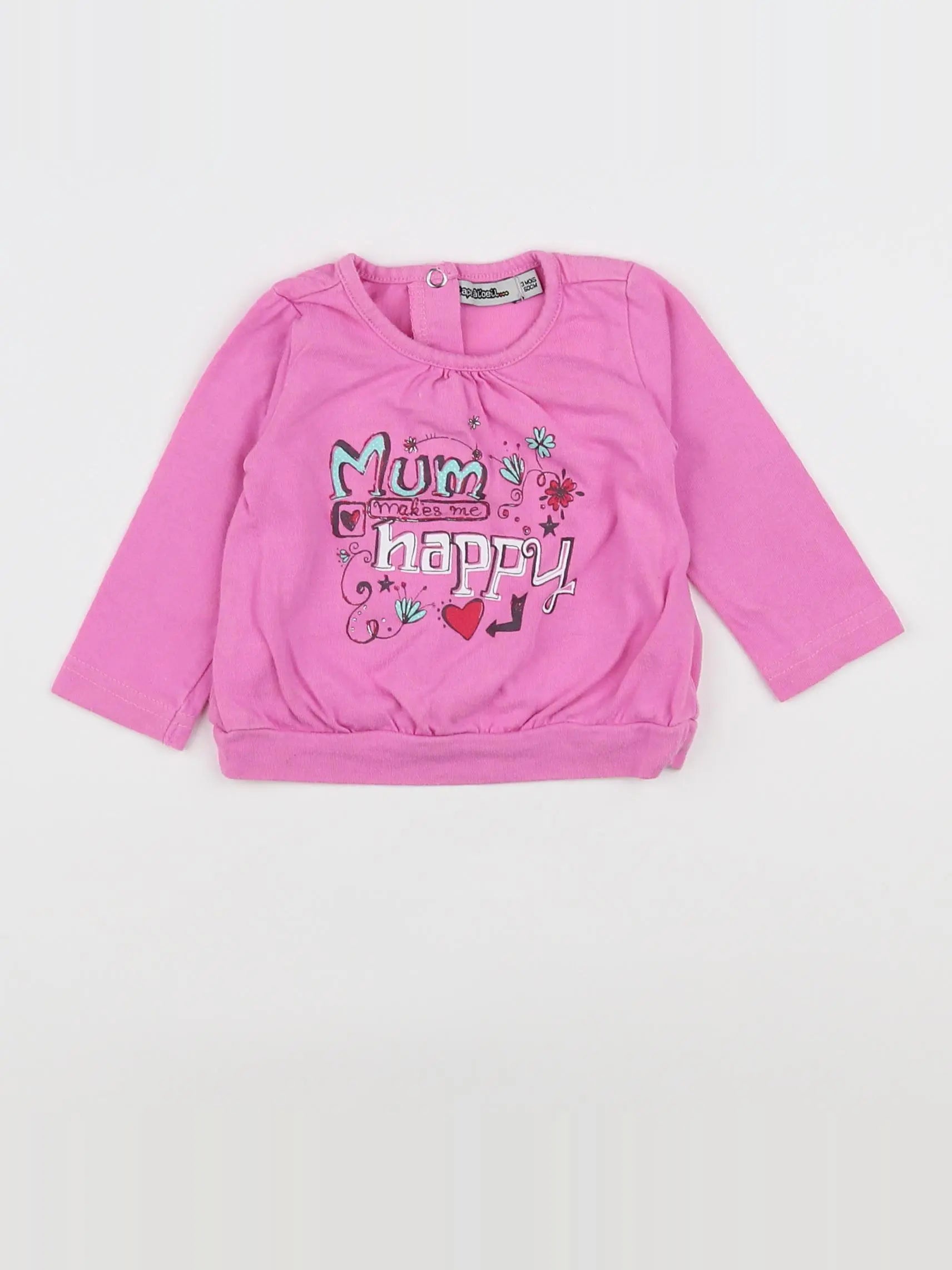 Tape à l'oeil - tee-shirt rose - 3 mois