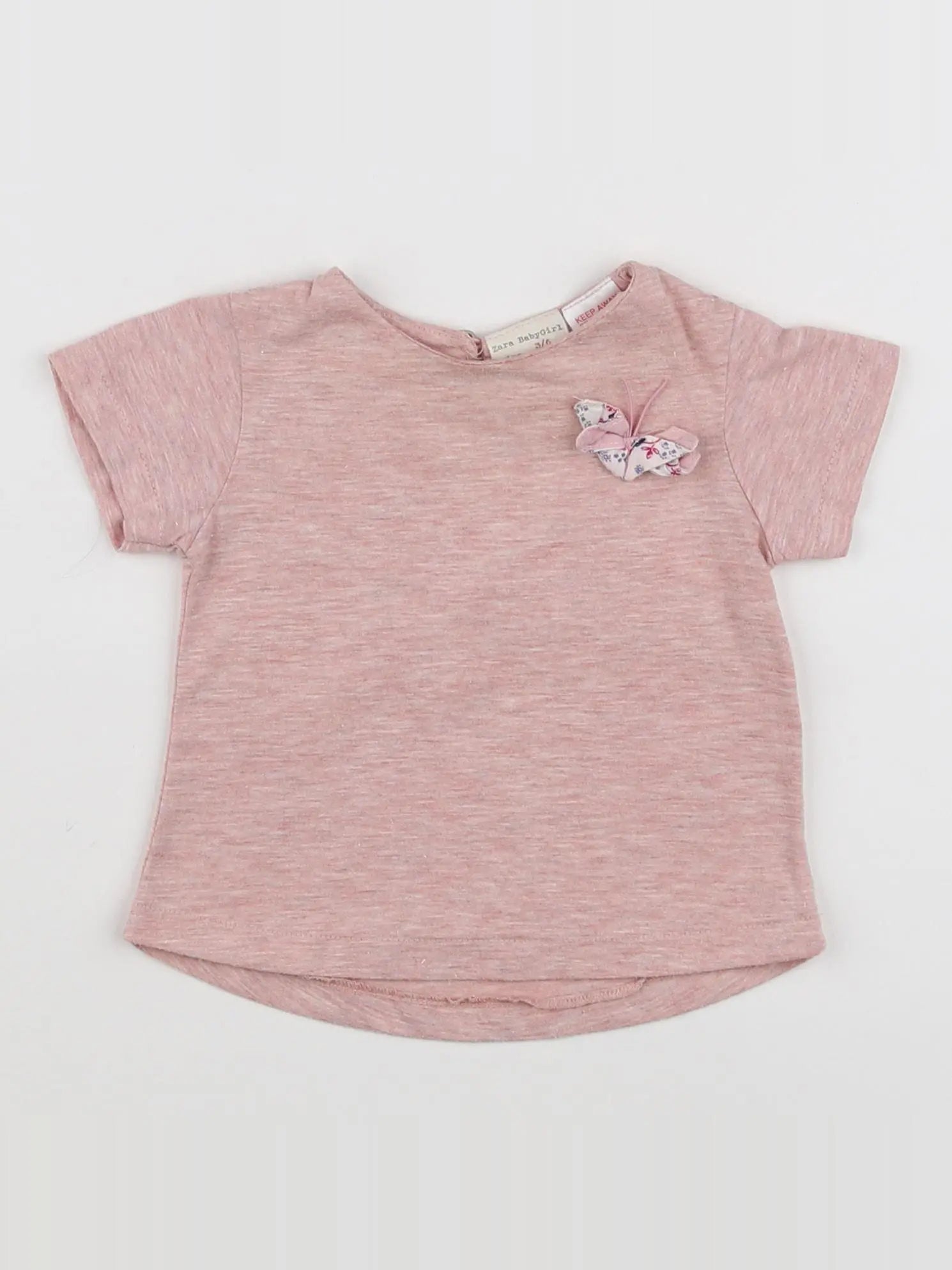 Zara - tee-shirt rose - 3/6 mois