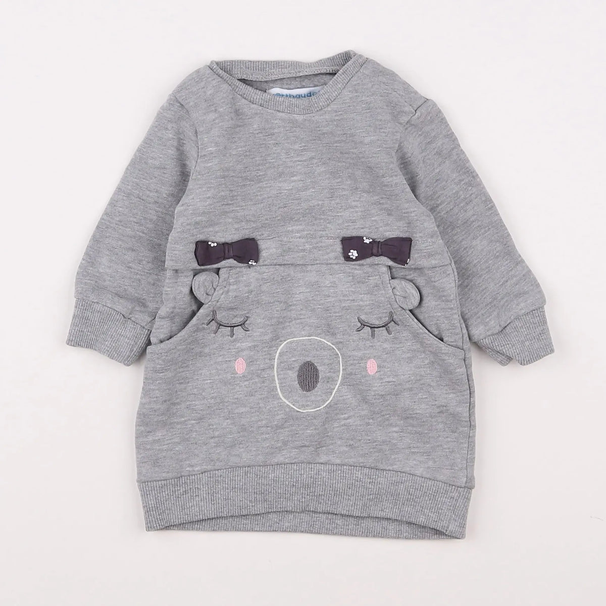 Vertbaudet - robe coton gris - 3 mois