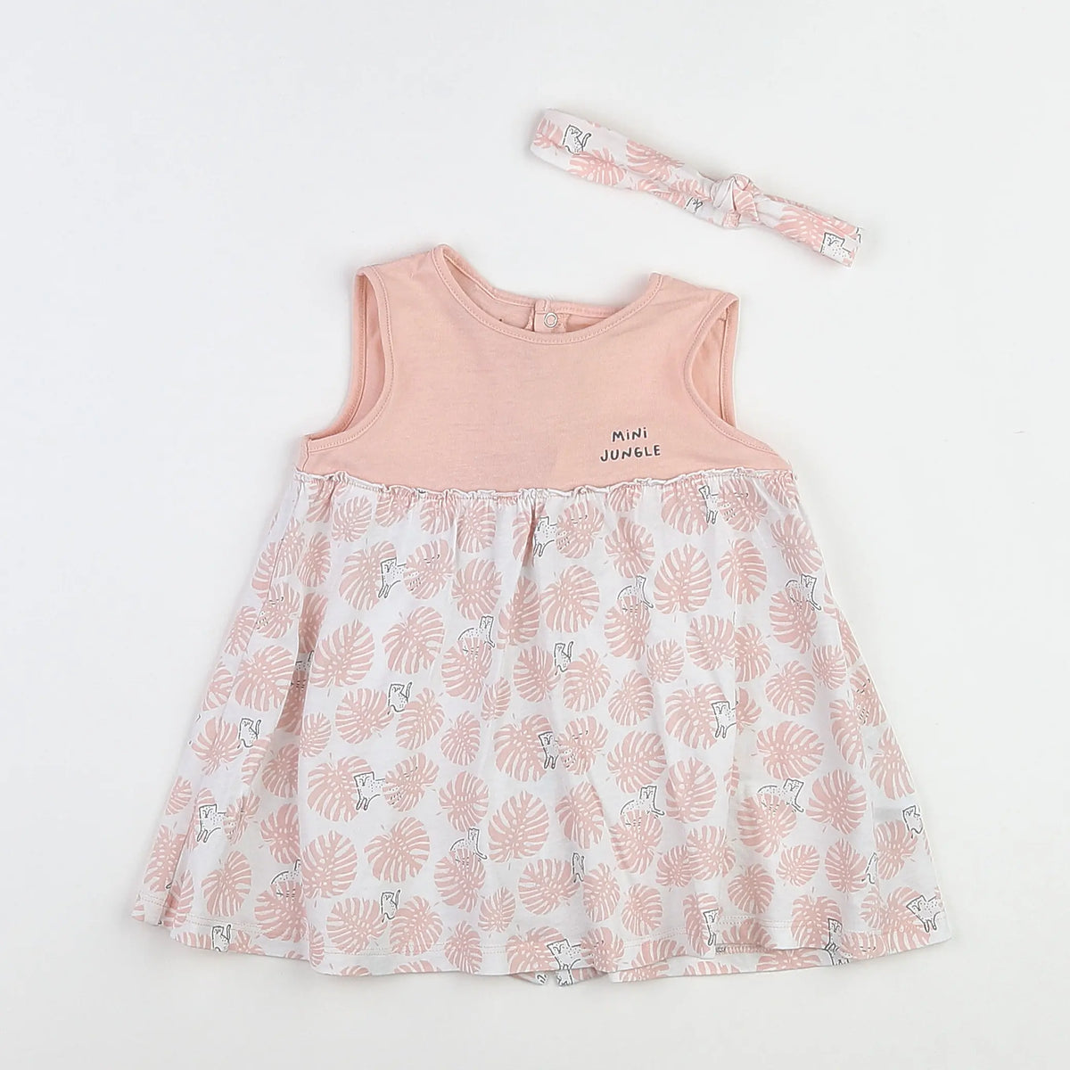 Vertbaudet - robe rose, blanc - 9 mois