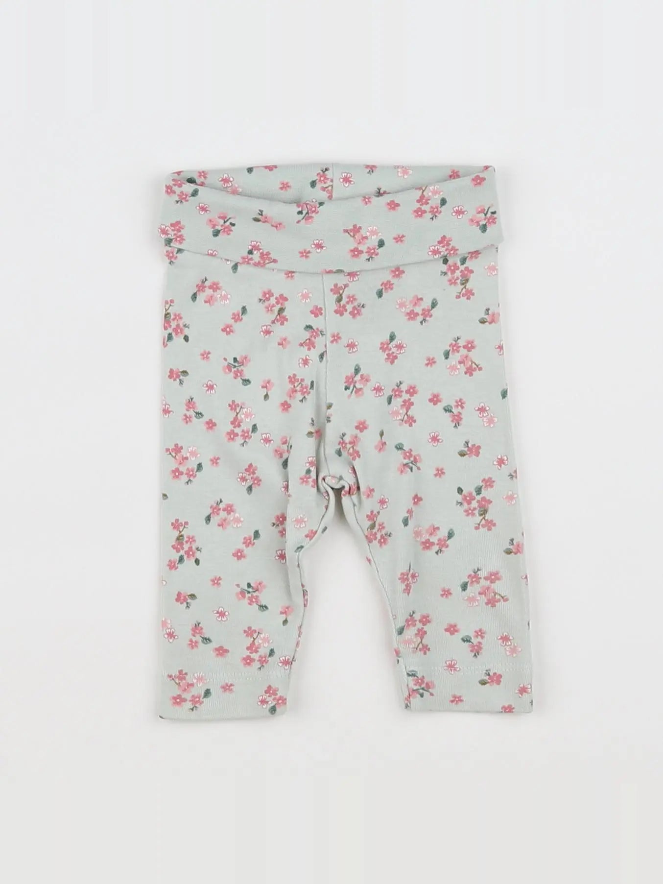 H&M - legging vert, rose - 1 mois