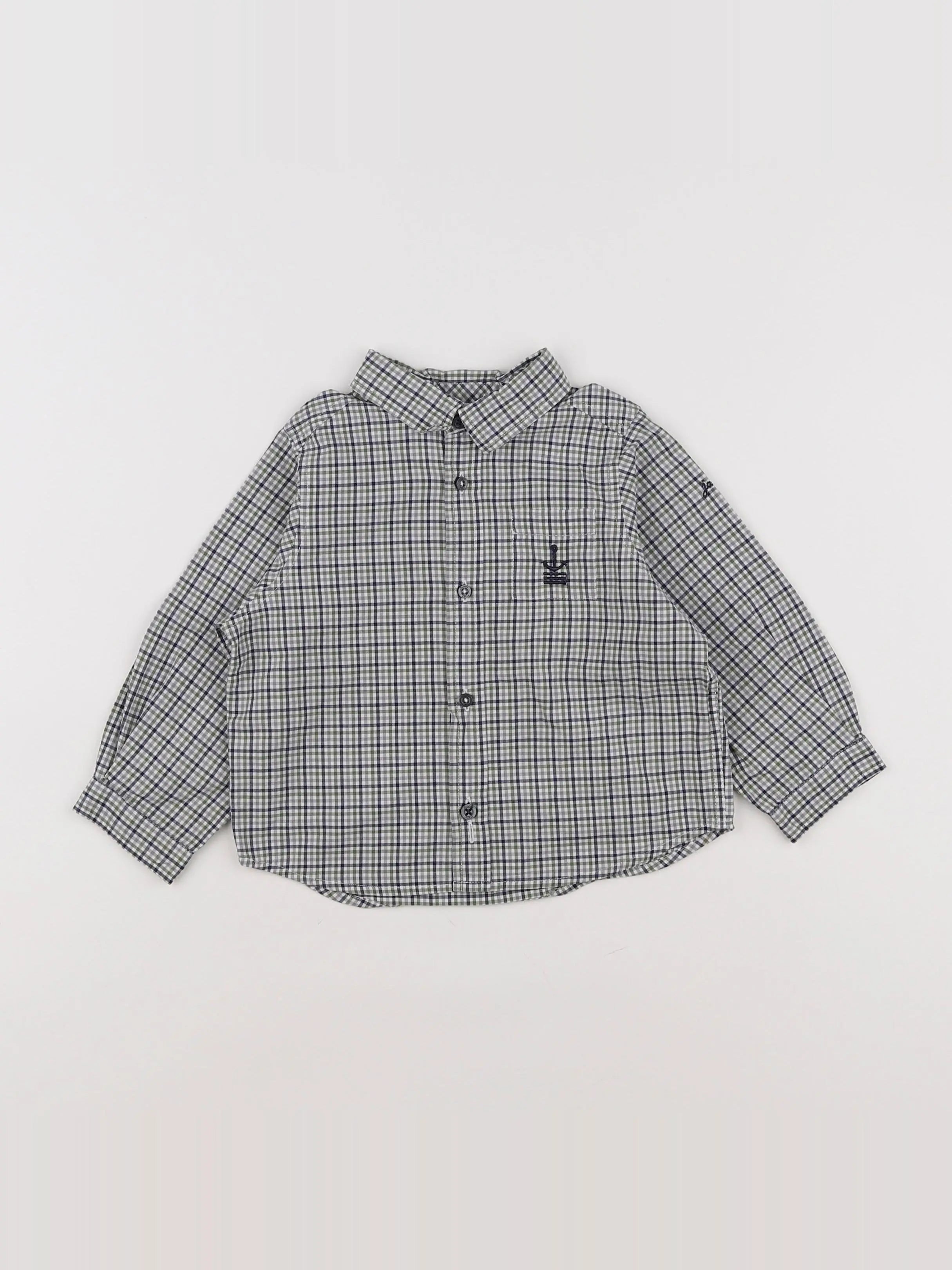 Jacadi - chemise bleu, blanc, vert - 18 mois