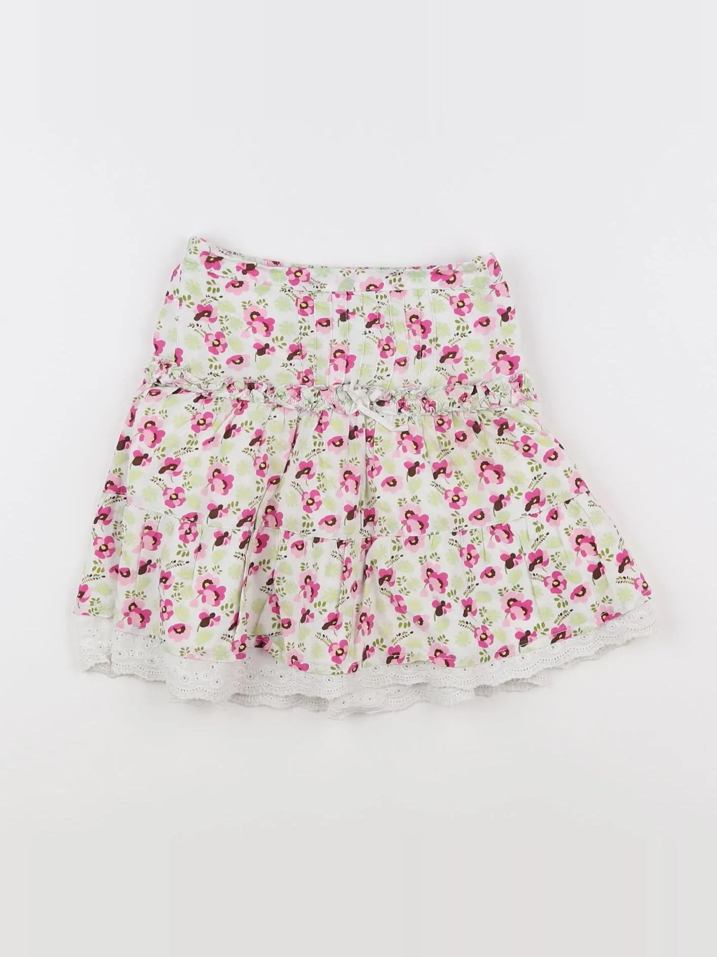 H&M - jupe blanc, rose - 2/3 ans