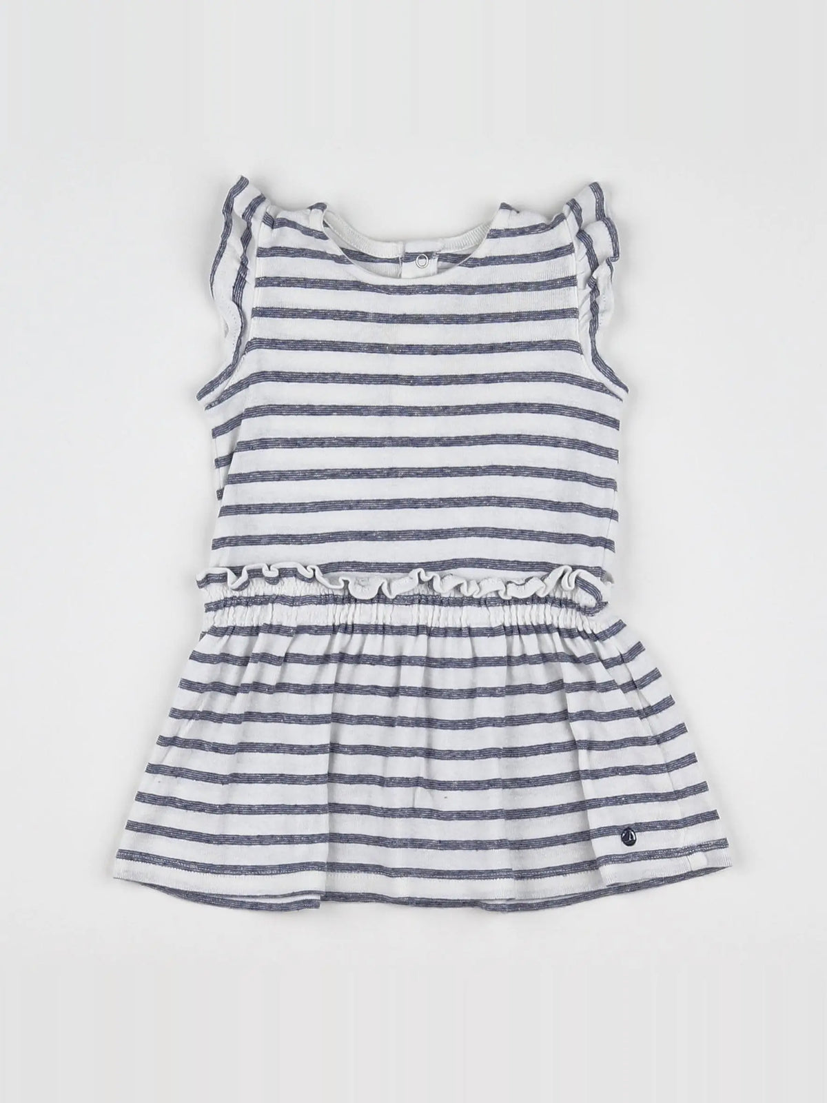 Petit Bateau - robe blanc, bleu - 12 mois