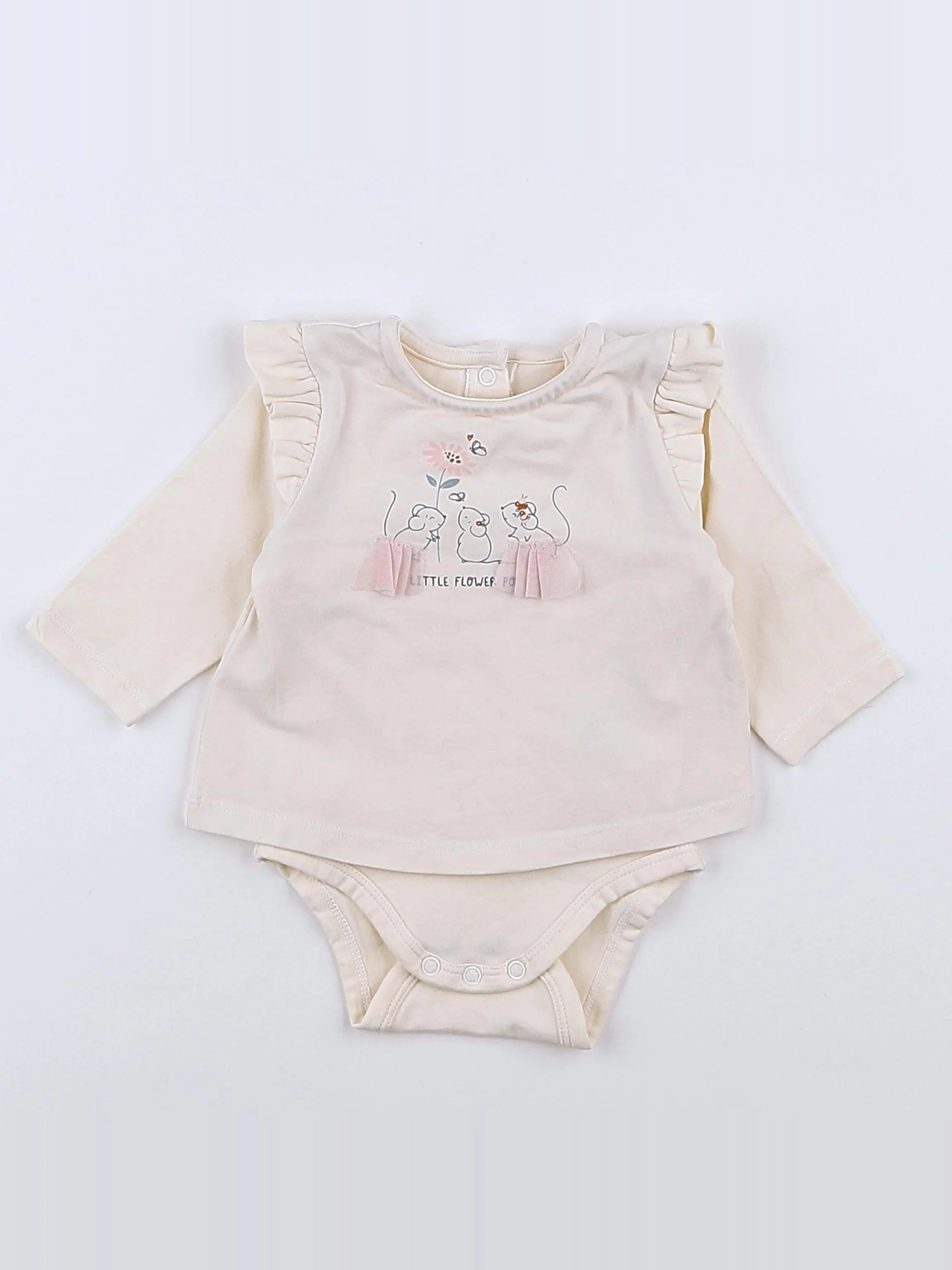 Vertbaudet - body vetement beige - 1 mois
