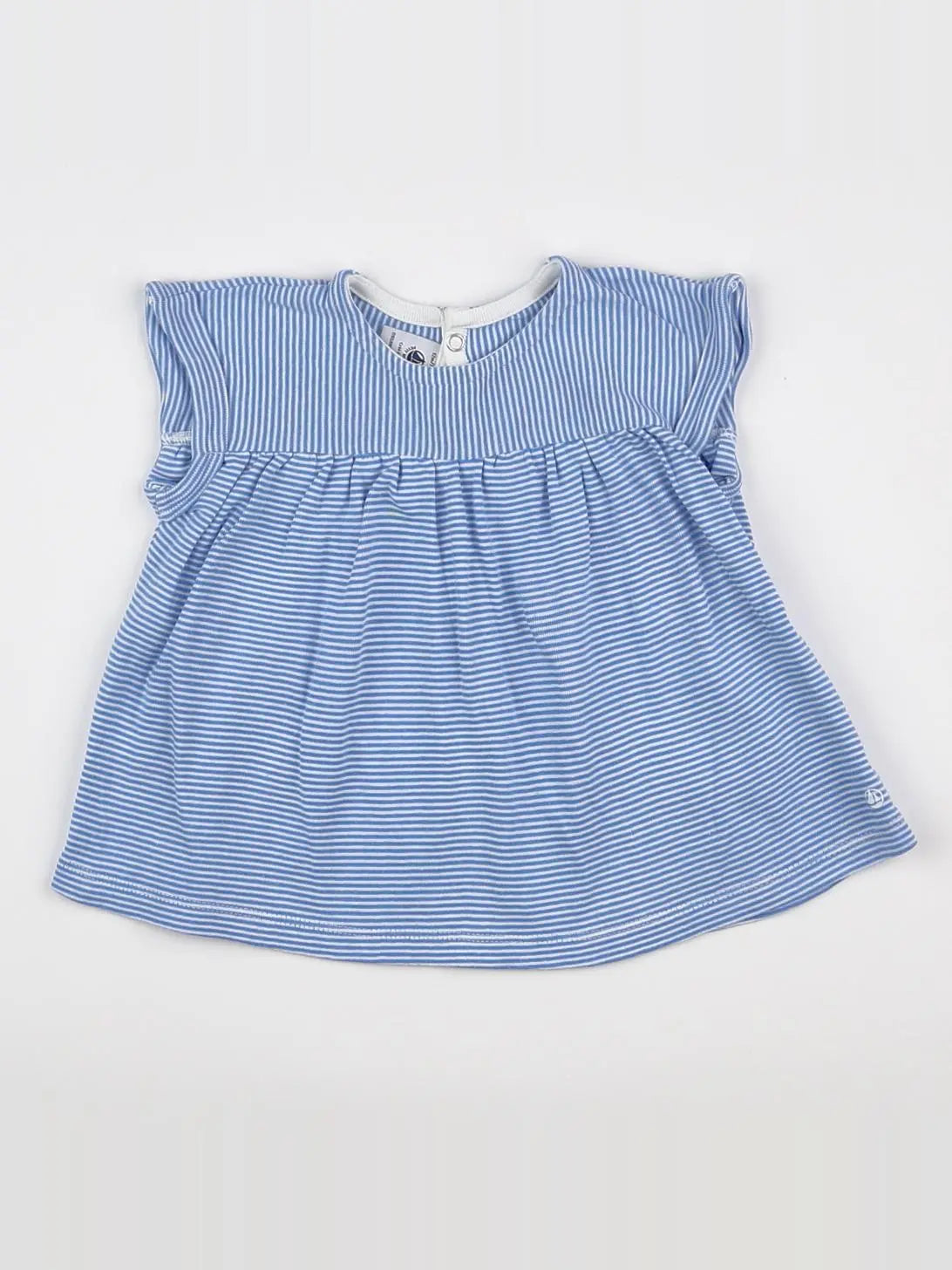Petit Bateau - robe blanc, bleu - 12 mois