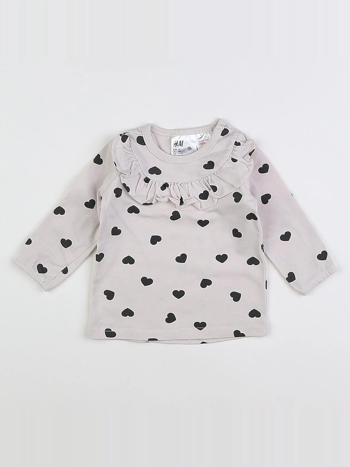 H&M - tee-shirt beige, noir - 3 mois