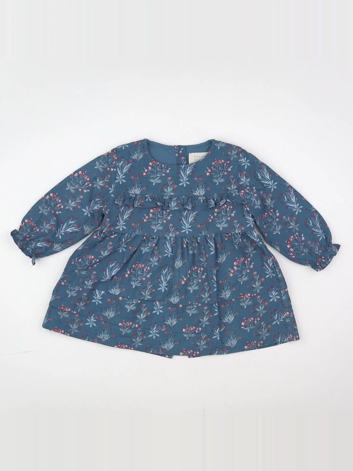 Bonnet à Pompon - robe bleu - 9 mois