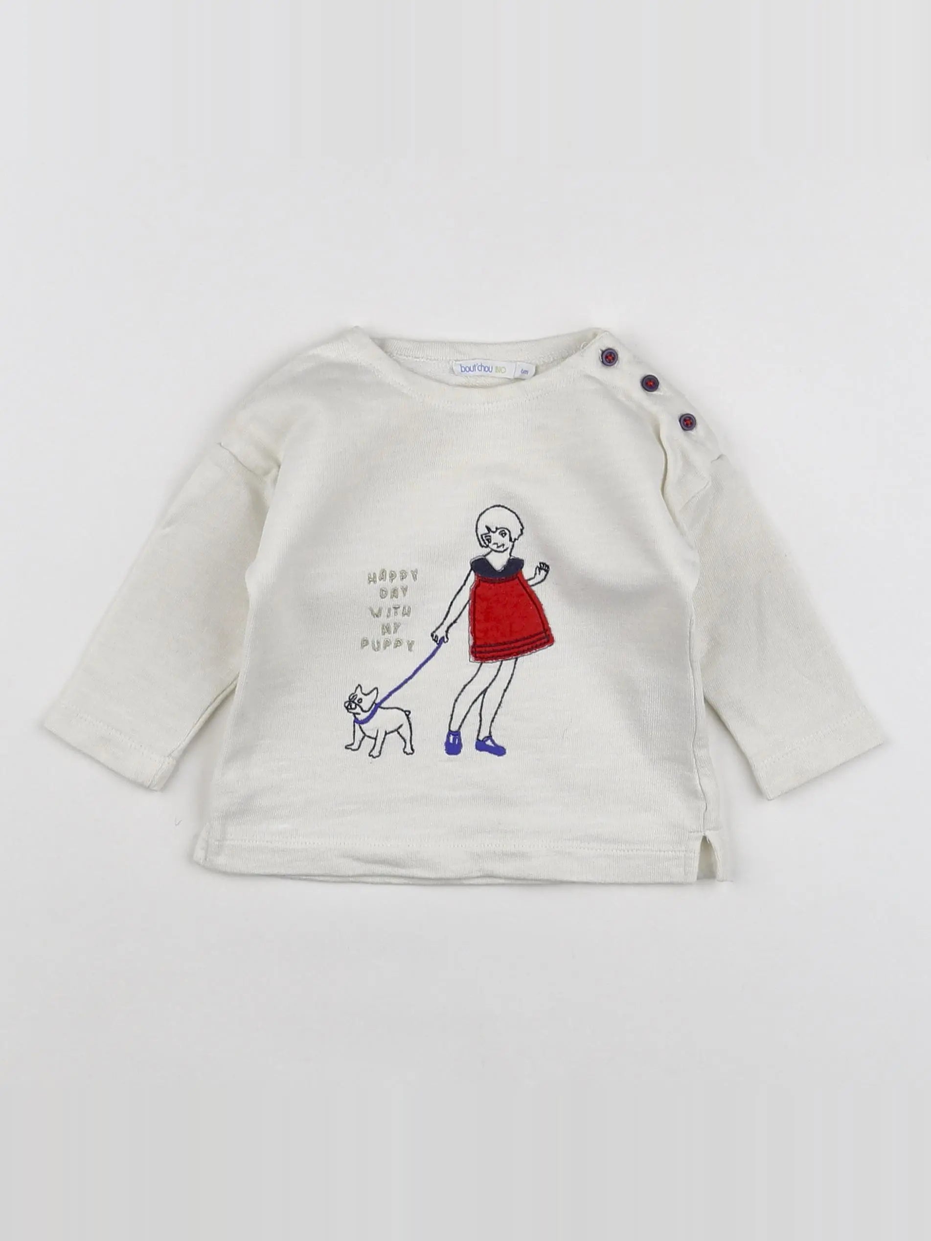 Boutchou - tee-shirt blanc - 6 mois